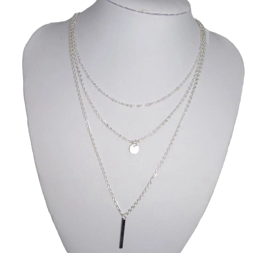 Women Fashion Jewelry Layered Double Pendant Necklace 25-4