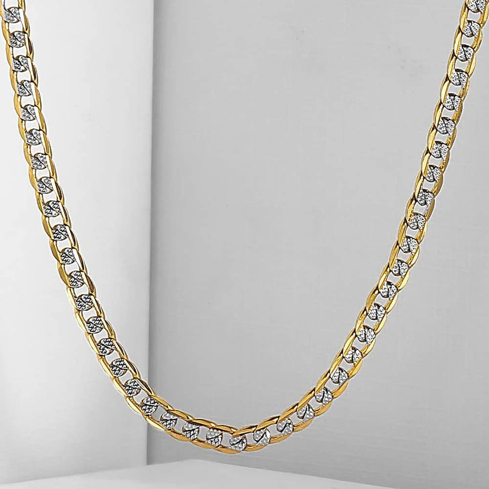 4Mm Flat Hammered Curb Cuban Yellow Gold Filled Necklace Chain Mens Womens Unisex