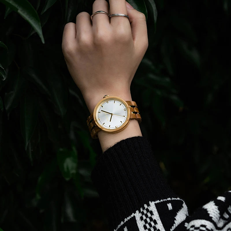 Wooden Ladies Quartz Watch for Women Fashion Casual Relogio Feminino Clock Gift Birthday Montre Femme Olive Wood