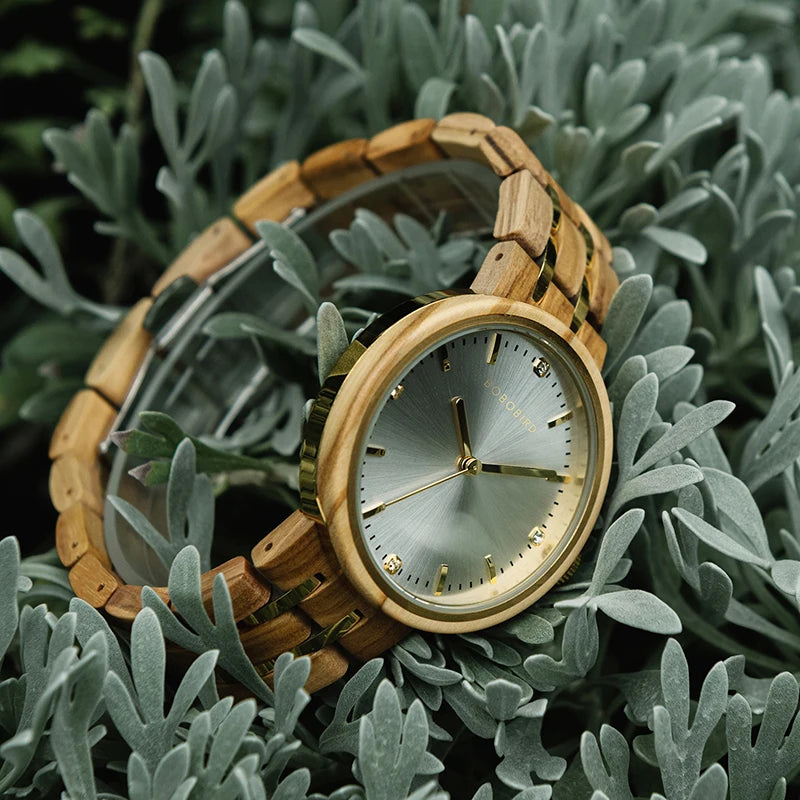 Wooden Ladies Quartz Watch for Women Fashion Casual Relogio Feminino Clock Gift Birthday Montre Femme Olive Wood