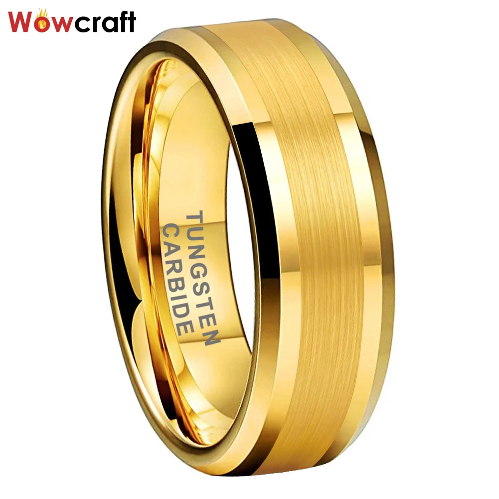 6/8Mm Couple Gold Fashion Jewlery Tungsten Wedding Band Dropshipping Brushed Factory Wholesale Engagment Trendy Ring Comfort Fit