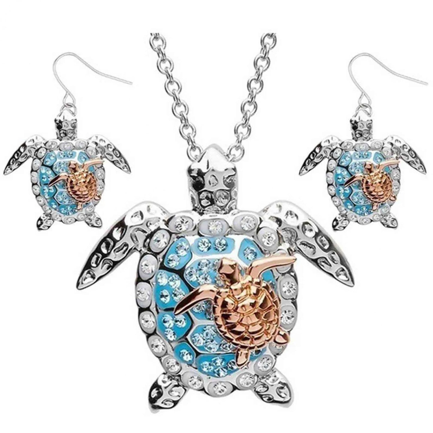 Ladies Fashion Necklace Turtle Animal Silver Necklace for Women, Casual Jewelry for Women 1 Necklace and 1 Pair of Earrings for Valnetine'S Day Gift Jewelry for Teen Girls