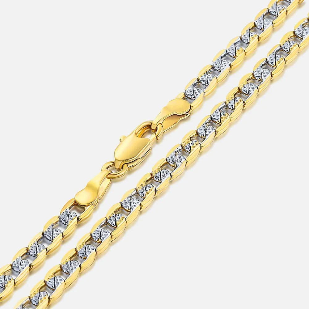 4Mm Flat Hammered Curb Cuban Yellow Gold Filled Necklace Chain Mens Womens Unisex