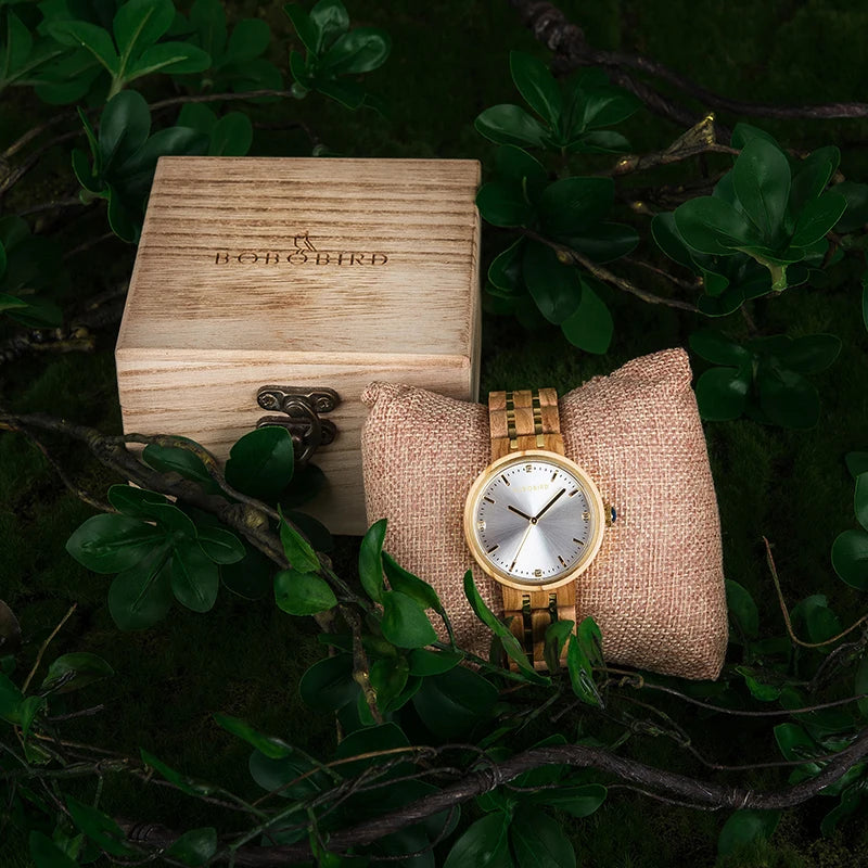 Wooden Ladies Quartz Watch for Women Fashion Casual Relogio Feminino Clock Gift Birthday Montre Femme Olive Wood