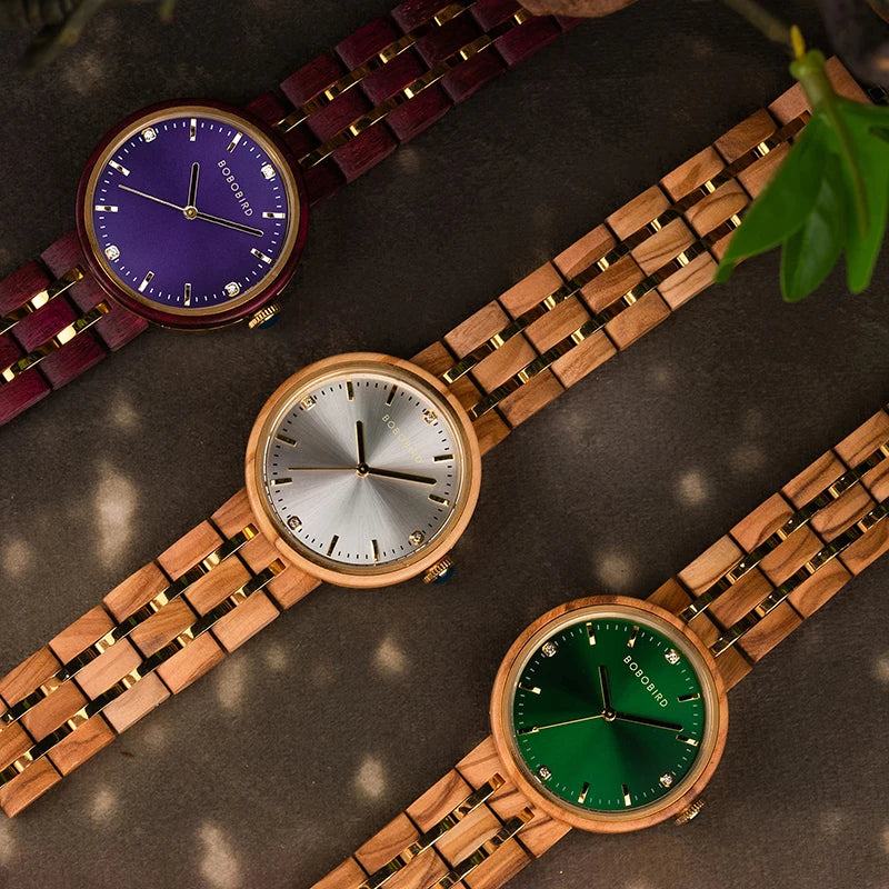 Wooden Ladies Quartz Watch for Women Fashion Casual Relogio Feminino Clock Gift Birthday Montre Femme Olive Wood