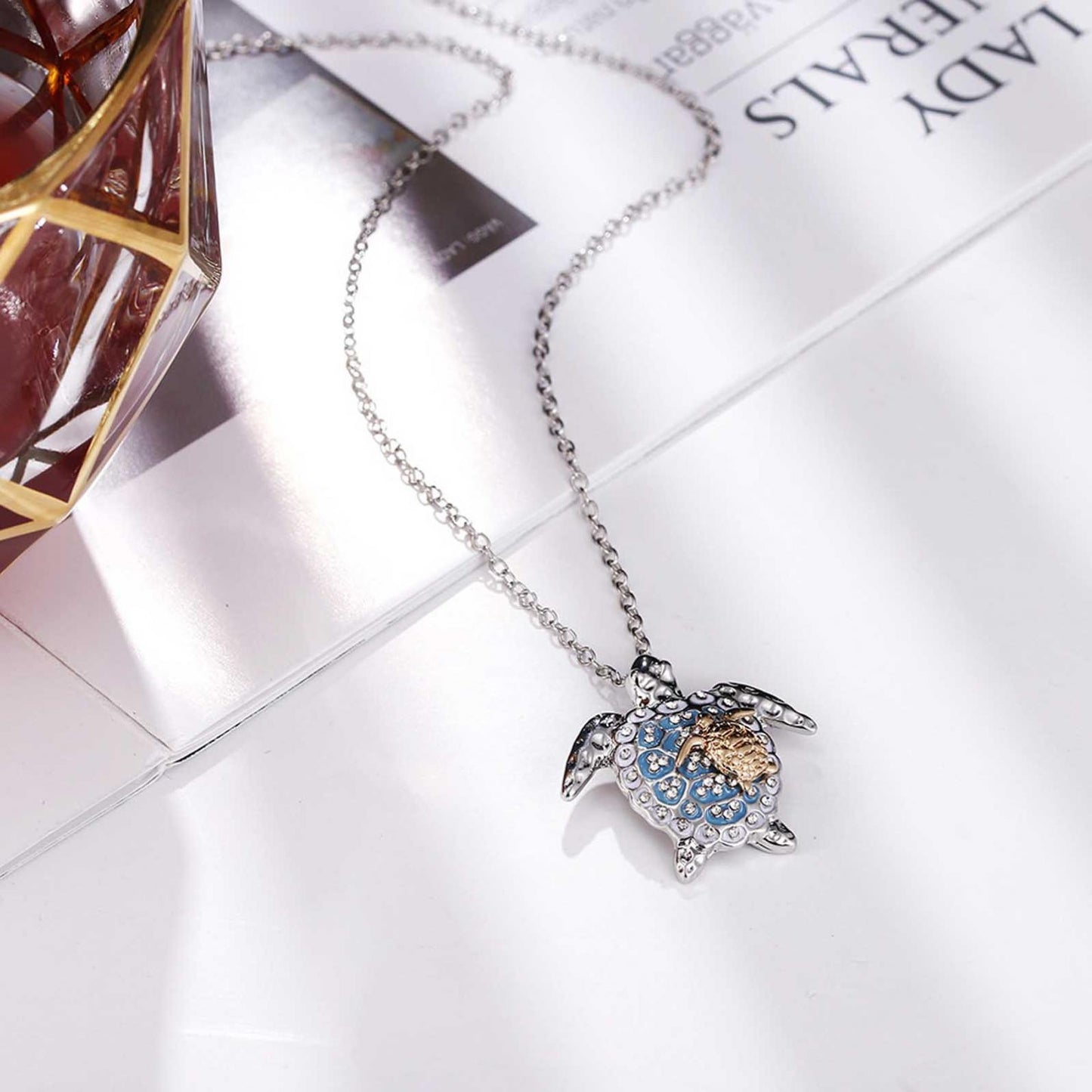 Ladies Fashion Necklace Turtle Animal Silver Necklace for Women, Casual Jewelry for Women 1 Necklace and 1 Pair of Earrings for Valnetine'S Day Gift Jewelry for Teen Girls