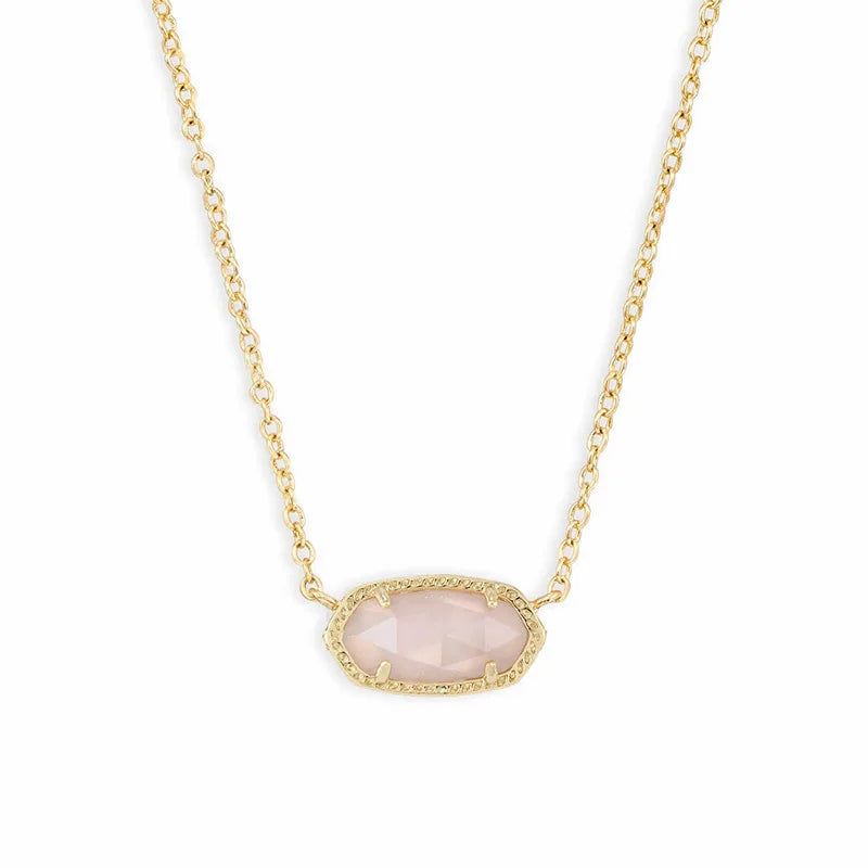 Geometric Rose Quartz Gemstone Pendant Necklace for Women, Fashion Jewelry, Unique Gifts