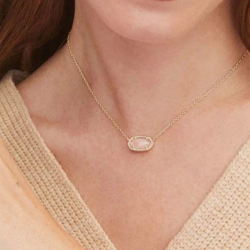 Geometric Rose Quartz Gemstone Pendant Necklace for Women, Fashion Jewelry, Unique Gifts