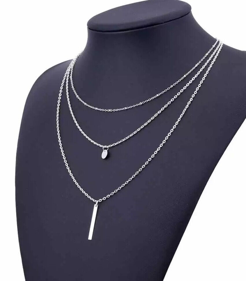 Women Fashion Jewelry Layered Double Pendant Necklace 25-4