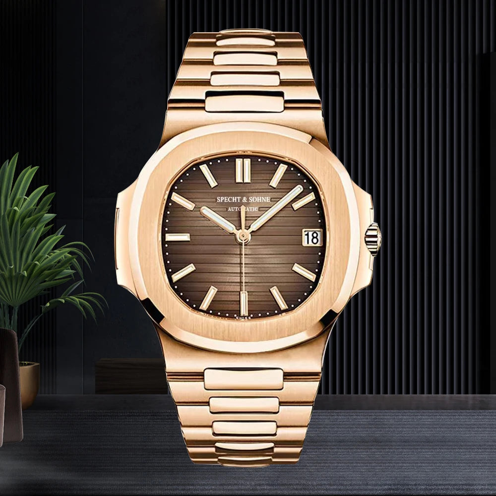 New Men'S Watches Mechanical Watch Japan Miyota 8215 Movt Rose Gold Stainless Steel Classic 5711 Watch Waterproof