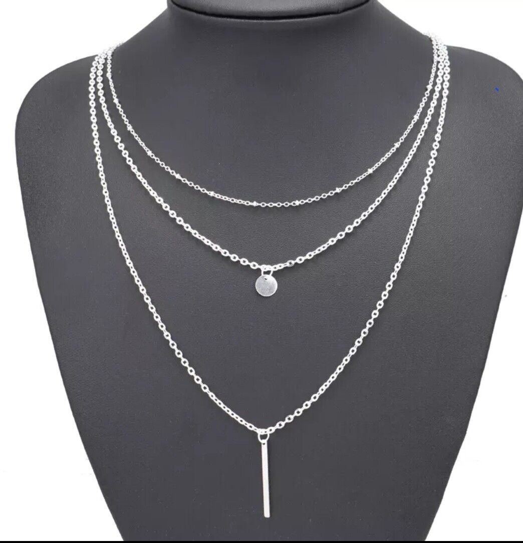 Women Fashion Jewelry Layered Double Pendant Necklace 25-4