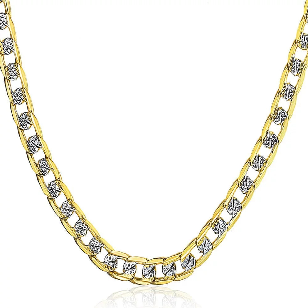 4Mm Flat Hammered Curb Cuban Yellow Gold Filled Necklace Chain Mens Womens Unisex
