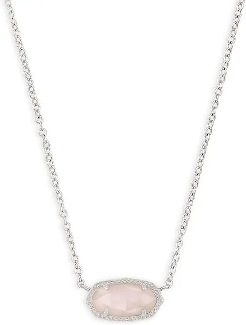 Geometric Rose Quartz Gemstone Pendant Necklace for Women, Fashion Jewelry, Unique Gifts