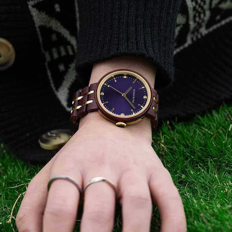 Wooden Ladies Quartz Watch for Women Fashion Casual Relogio Feminino Clock Gift Birthday Montre Femme Olive Wood