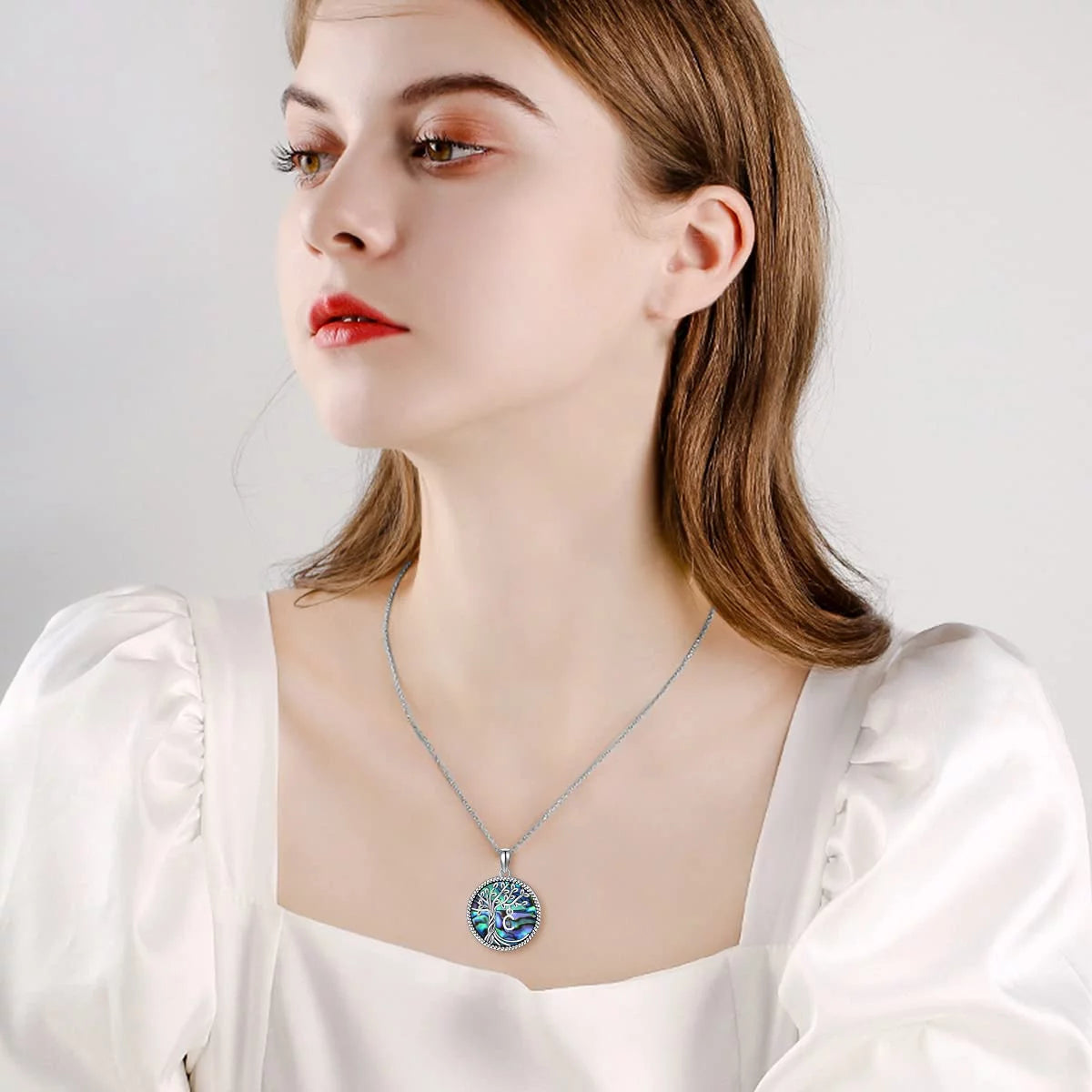 Tree of Life Necklace for Women S925 Sterling Silver Initial U Letter Blue Crystal Pendant Necklace Jewelry Gifts for Women Daughter Girls Wife Mom Girlfriend Anniversay Graduation