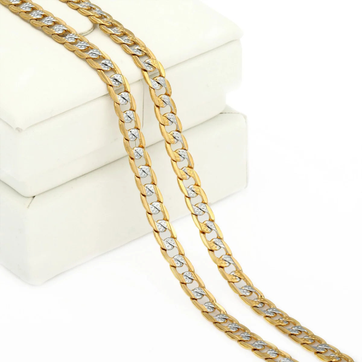 4Mm Flat Hammered Curb Cuban Yellow Gold Filled Necklace Chain Mens Womens Unisex