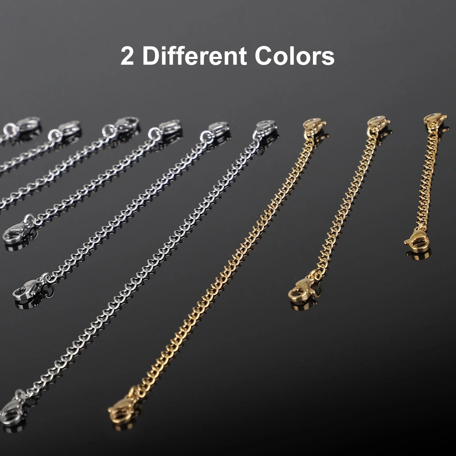 12Pcs Necklace Extender,  Stainless Steel Bracelet Extender Chain Set with Lobster Clasps Closures, Extensions 2", 3", 4", 6", Gold and Silver