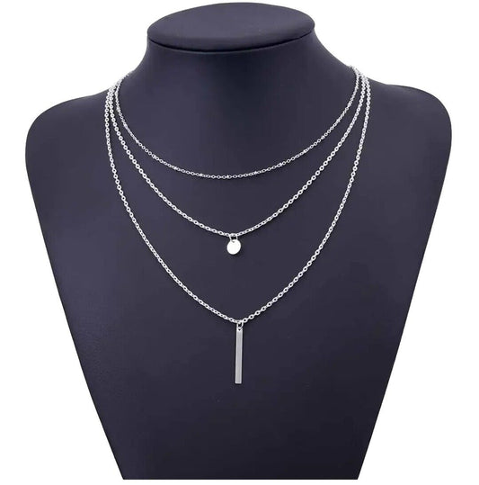 Women Fashion Jewelry Layered Double Pendant Necklace 25-4