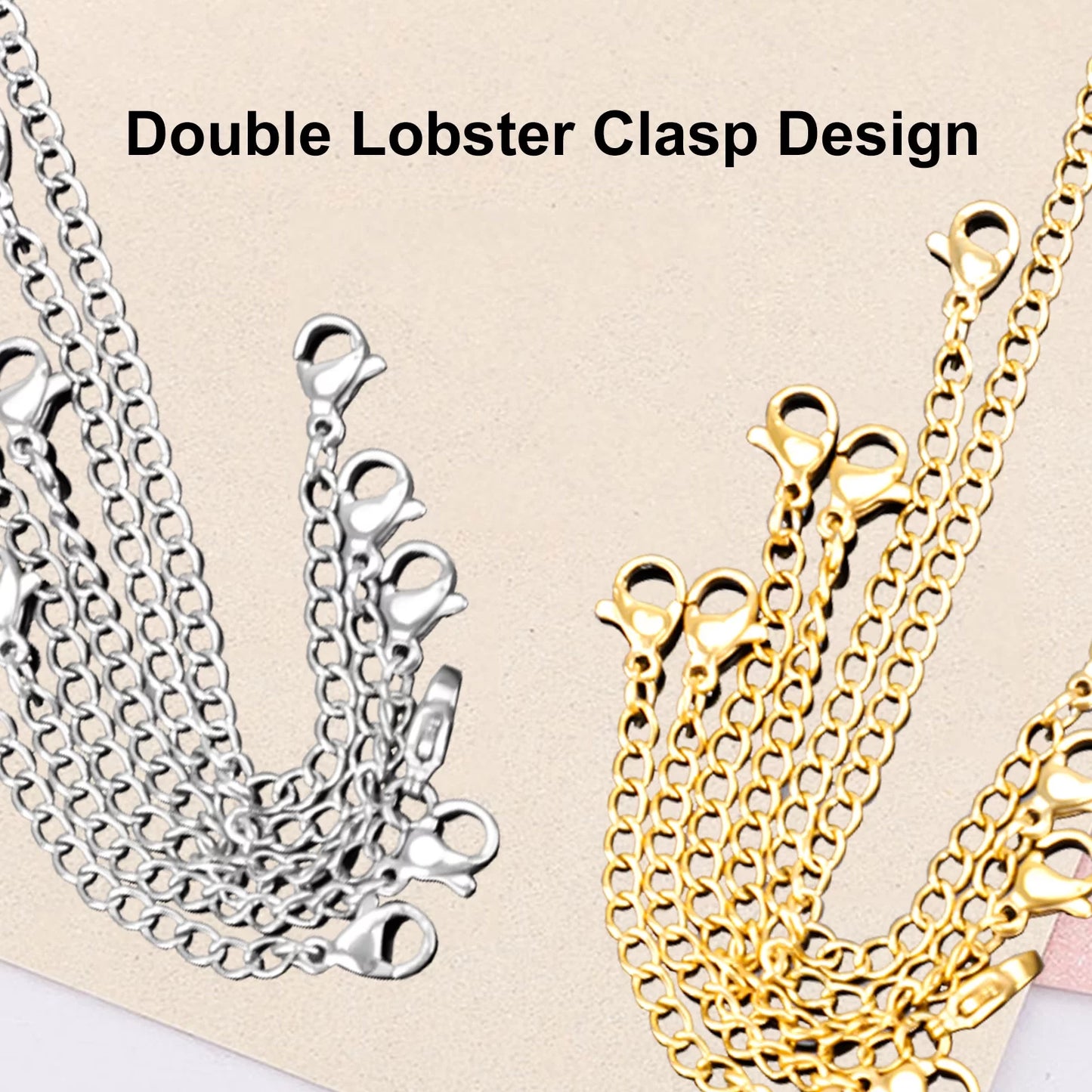 12Pcs Necklace Extender,  Stainless Steel Bracelet Extender Chain Set with Lobster Clasps Closures, Extensions 2", 3", 4", 6", Gold and Silver