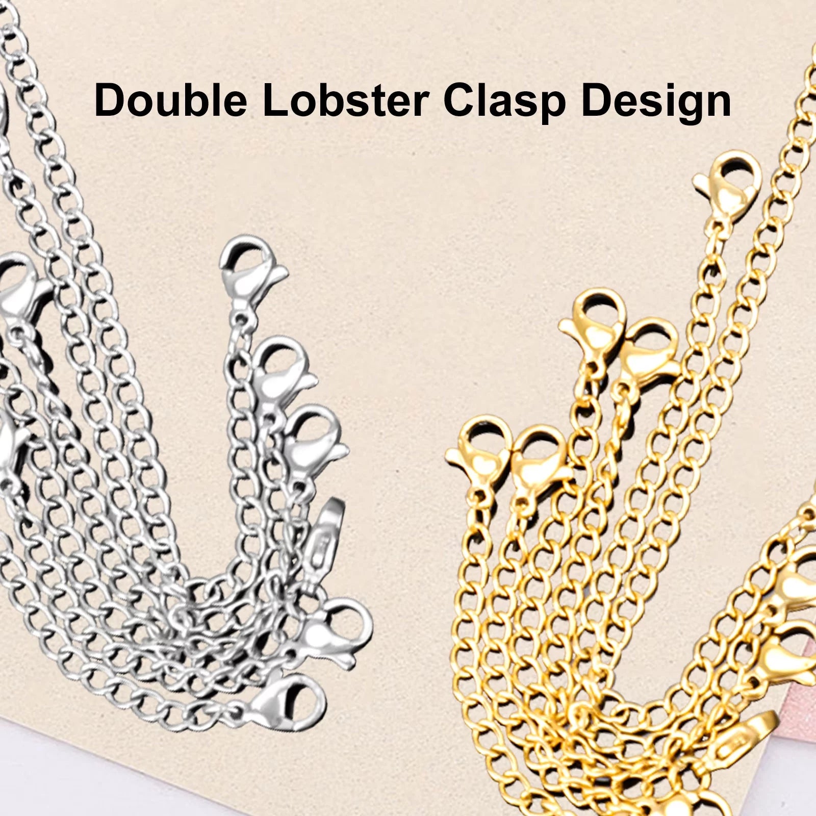 12Pcs Necklace Extender,  Stainless Steel Bracelet Extender Chain Set with Lobster Clasps Closures, Extensions 2", 3", 4", 6", Gold and Silver