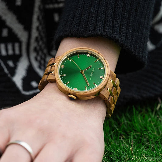 Wooden Ladies Quartz Watch for Women Fashion Casual Relogio Feminino Clock Gift Birthday Montre Femme Olive Wood