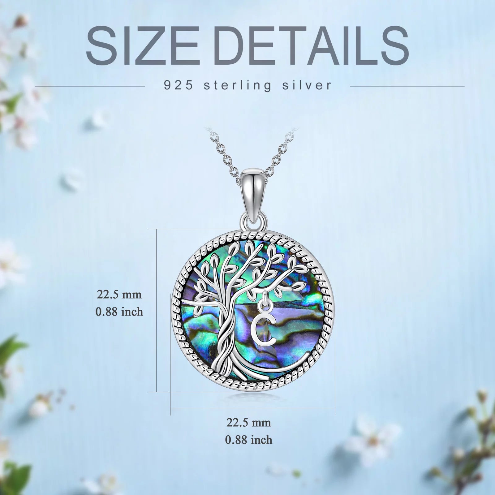 Tree of Life Necklace for Women S925 Sterling Silver Initial U Letter Blue Crystal Pendant Necklace Jewelry Gifts for Women Daughter Girls Wife Mom Girlfriend Anniversay Graduation