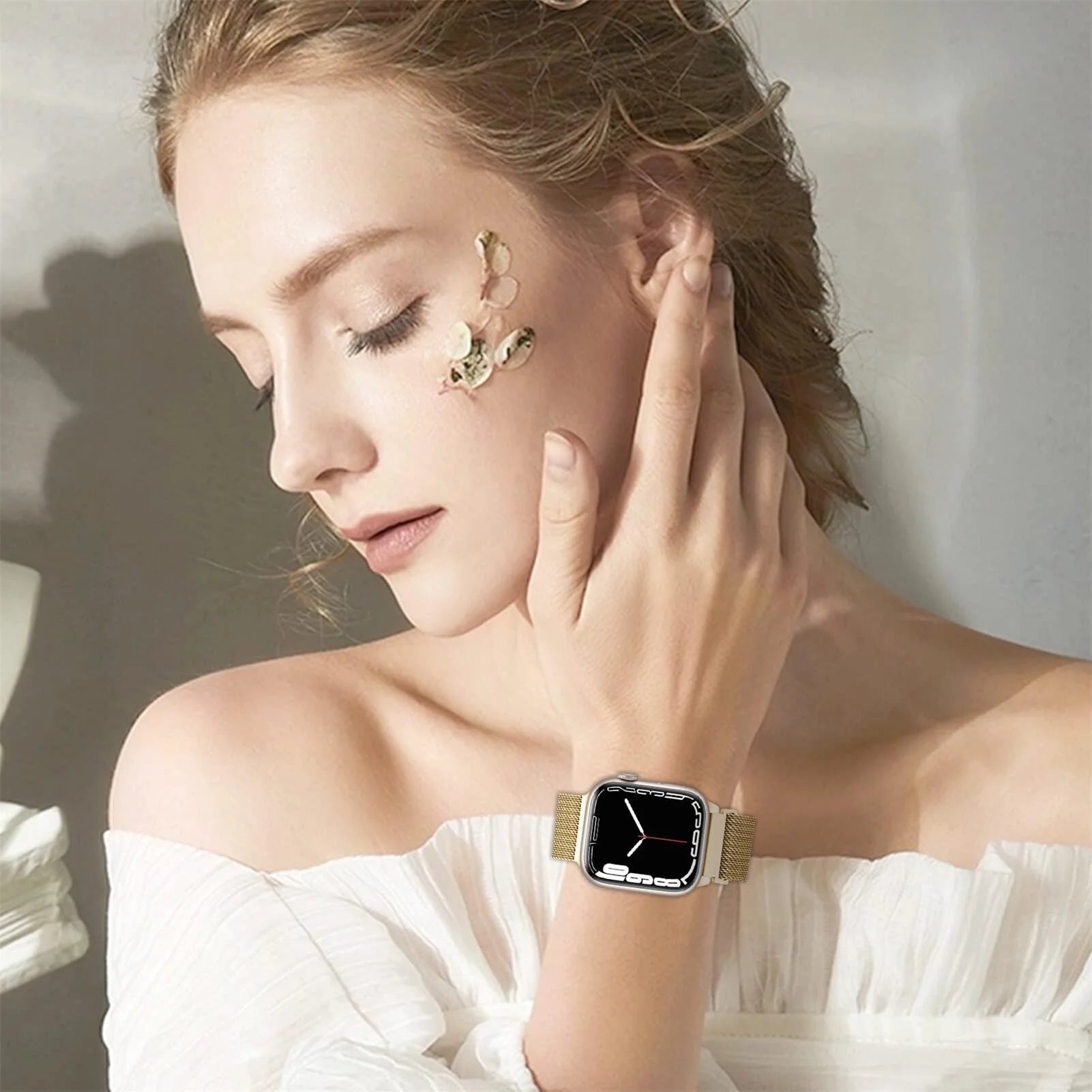Glass+Case+Strap Compatible with Apple Watch Band 40Mm 44Mm 41Mm 45Mm 38Mm 42Mm Milanese Loop Magnetic Loop Bracelet Band Iwatch Series 3 4 5 Se 6 7 8 9 Wristbands - Colorful